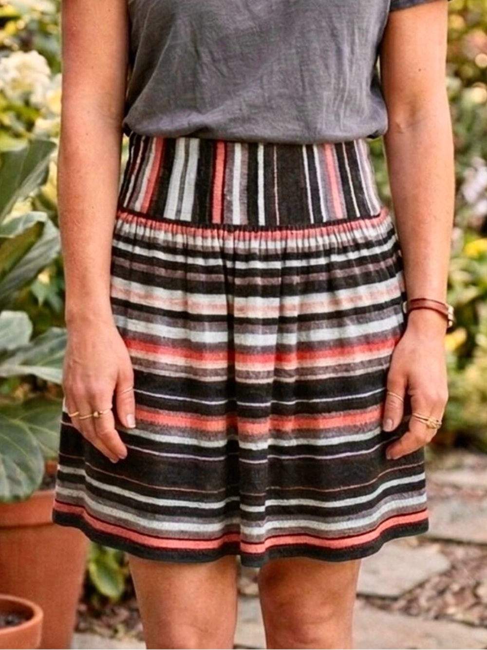 Anthro brand “Sparrow” striped cashmere blend striped knit skirt.